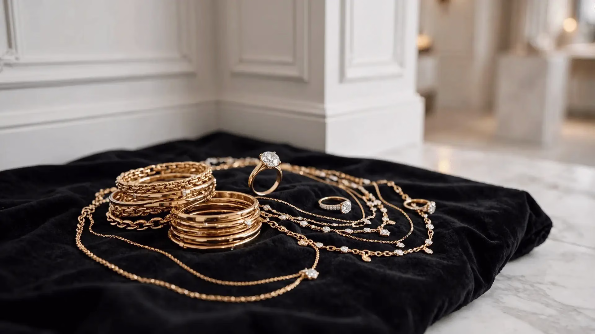 Fine gold jewelry and estate pieces on display in Houston