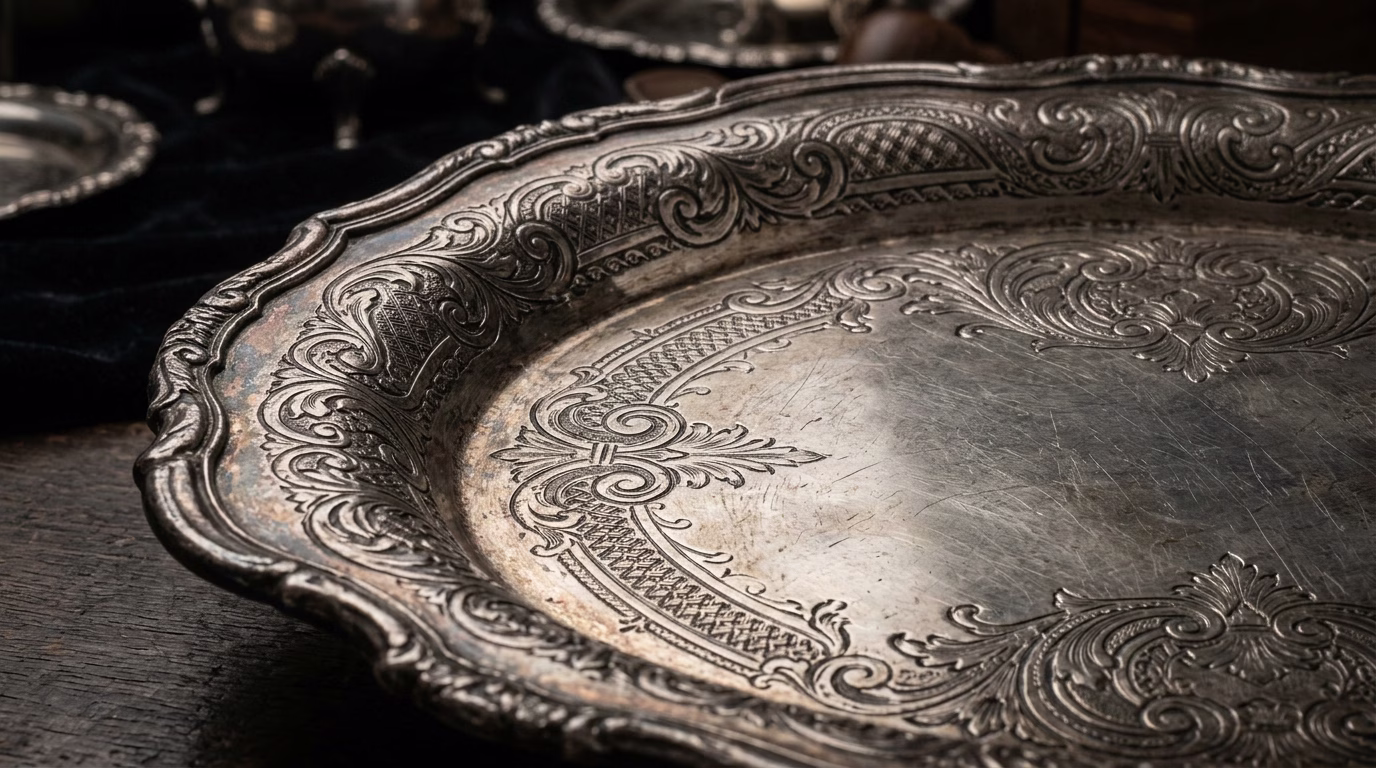 Antique silver plate compared with sterling silver in Houston