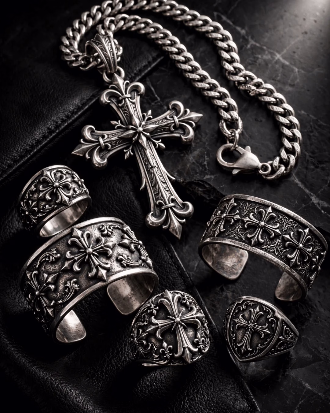 Authenticating Chrome Hearts cross pendant marks at a Houston jewelry buyer